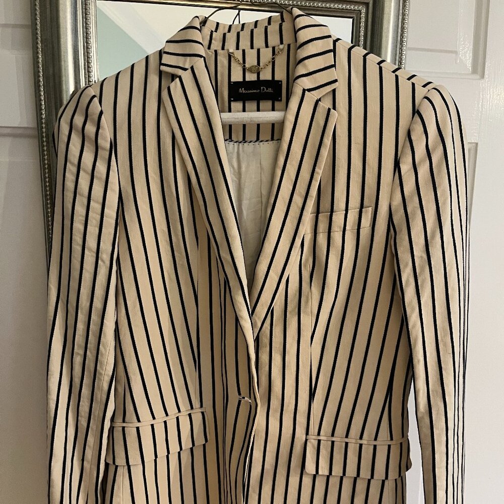 Massimo Dutti, Striped Linen Blazer, Size 4
